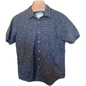 MBX Mens Navy Blue Print Short Sleeve Button-Front Shirt 100% Cotton Mens XL